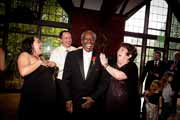 Family shares laugh at Brazilian Room wedding reception.