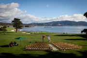 The 18th Lawn at the Pebble Beach Golf Links set for a wedding ceremony.