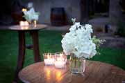 Flowers and candles at Holman Ranch in Carmel Valley.