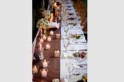 A wedding reception table at Holman Ranch in Carmel Valley.