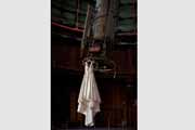 A wedding gown hanging at Lick Observatory.