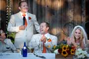 Best man and twin brother of groom gives wedding toast.