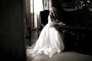 Black and white photo of bride getting ready for her Holman Ranch wedding in Carmel Valley.