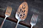 A detail of a wedding cake server.