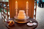 A Pastisserie Bechler wedding cake at Holman Ranch in Carmel Valley.