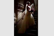 A bridal portrait on the stairs at the Berkeley City Club.