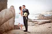 A candid wedding portrait at Middle Beach, near Carmel, California.