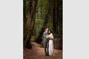 A wedding portrait in a forest.