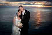 A sunset wedding portrait at a Cliff House at Post Ranch Inn in Big Sur.