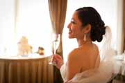 A bride in the Card Room at the Lodge at Pebble Beach.