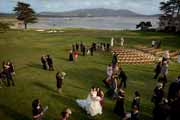 A wedding celebration on the 18th Lawn at the Lodge at Pebble Beach.