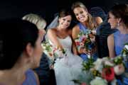 Bridal party on Pebble Beach Resorts shuttle bus.