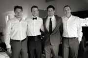 Black and white photo of groom and groomsmen.