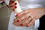 Wedding ring hand detail.