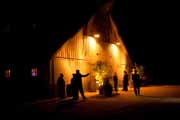 Santa Lucia Barn at night during wedding reception.