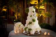 Wedding cake in Santa Lucia Preserve barn.