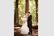 Wedding portrait in Carmel Valley redwood forest.