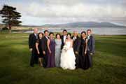 Family wedding photo on 18th Lawn by the Pebble Beach Golf Links.