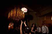 Wedding bouquet in flight.